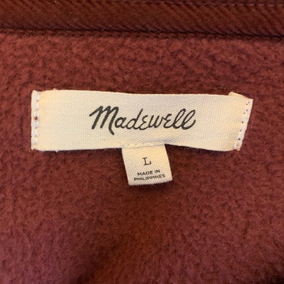 Madewell Sherpa Button-Front Hoodie Sweatshirt - brown red rust- LARGE Normcore - Picture 6 of 7